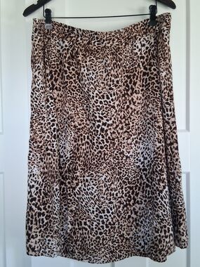 Reitmans Leopard Print A-Line Skirt in Brown & Black Plus Size Office Casual XXL